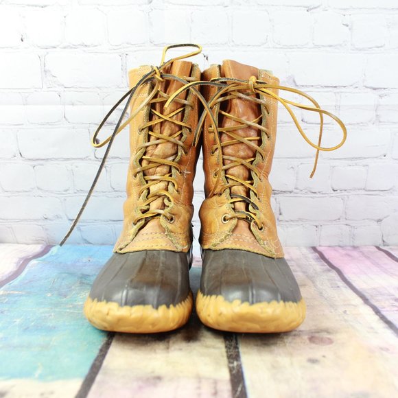 Vintage LL Bean 10" Unlined Brown Maine Hunting Shoe Duck Boots Size 7 N - Picture 4 of 9